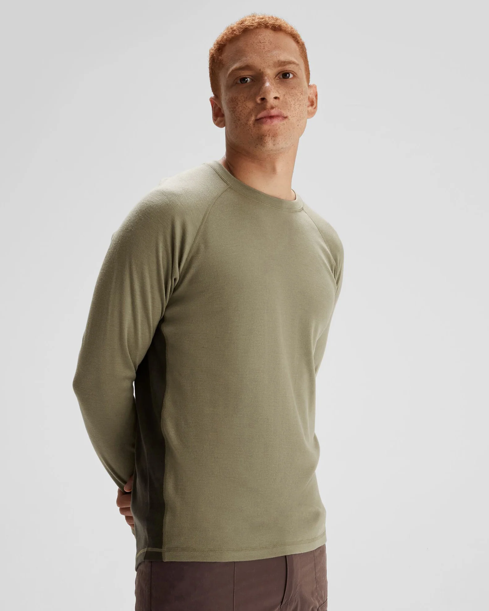 Men's K-Merino 250 Long Sleeve Top - Beech/Dark Moss - Image 3