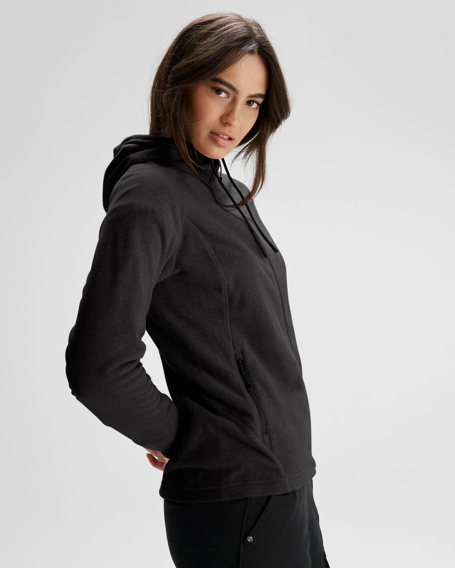 Women's Mt Aspiring Hooded Fleece Jacket  - Black Stingray - Image 3