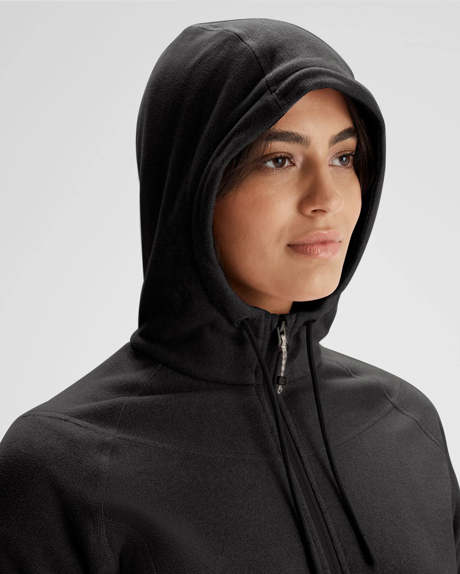 Women's Mt Aspiring Hooded Fleece Jacket  - Black Stingray - Image 6